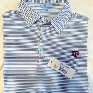 Genteal Driftwood Stripe Polo New Texas A&M Logo